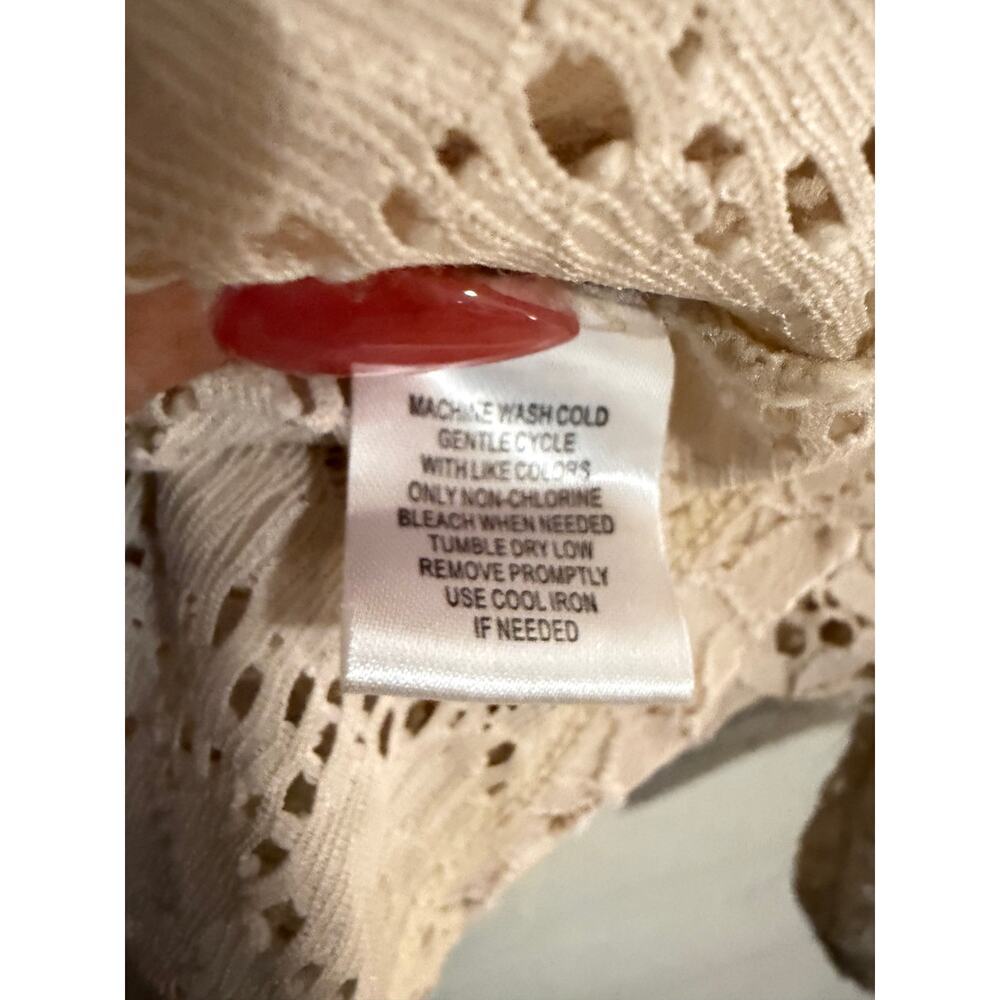French Laundry Cream Lace Blouse Size S Boho Tie Front Button Detail - Picture 7 of 8